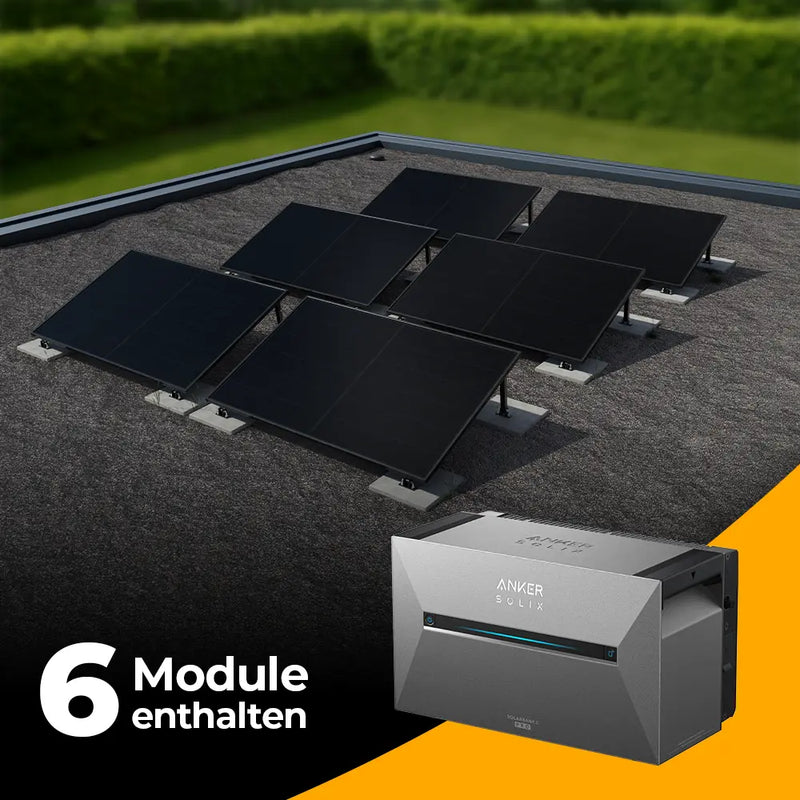 Solarkraftwerk 3000W mit Speicher Anker SOLIX 3 Pro - Komplettset Flachdach/Boden