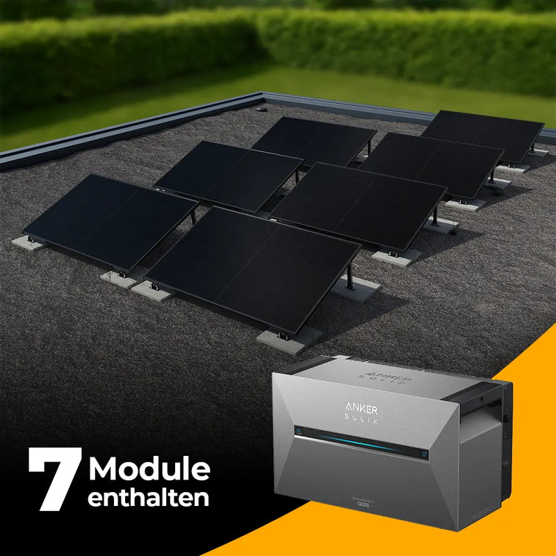 Solarkraftwerk 3500W mit Speicher Anker SOLIX 3 Pro - Komplettset Flachdach/Boden
