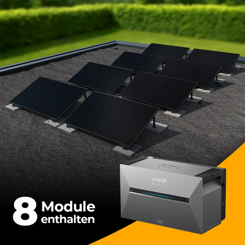 Solarkraftwerk 4000W mit Speicher Anker SOLIX 3 Pro - Komplettset Flachdach/Boden