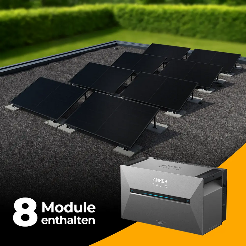 Solarkraftwerk 4000W mit Speicher Anker SOLIX 3 Pro - Komplettset Flachdach/Boden