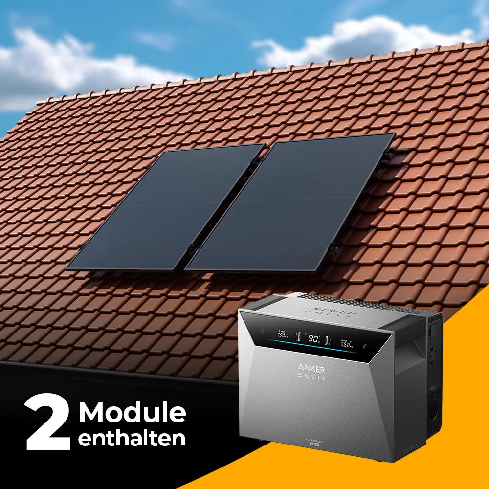 Produktbild - Balkonkraftwerk 1000W/800W mit Speicher Anker SOLIX 4 Pro - Komplettset Schrägdach