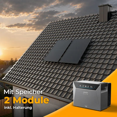 Balkonkraftwerk 1000W/800W mit Speicher Anker SOLIX 4 Pro - Komplettset Schrägdach