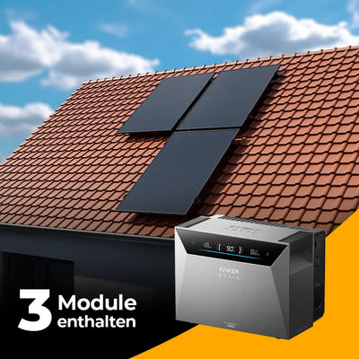 Balkonkraftwerk 1500W mit Speicher Anker SOLIX 4 Pro – Komplettset Schrägdach