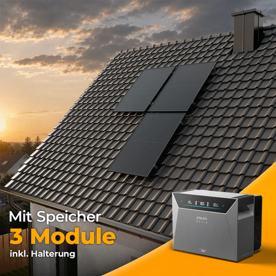 Balkonkraftwerk 1500W mit Speicher Anker SOLIX 4 Pro – Komplettset Schrägdach