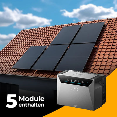 Solarkraftwerk 2500W mit Speicher Anker SOLIX 4 Pro - Komplettset Schrägdach