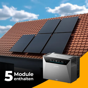 Produktbild - Solarkraftwerk 2500W mit Speicher Anker SOLIX 4 Pro - Komplettset Schrägdach