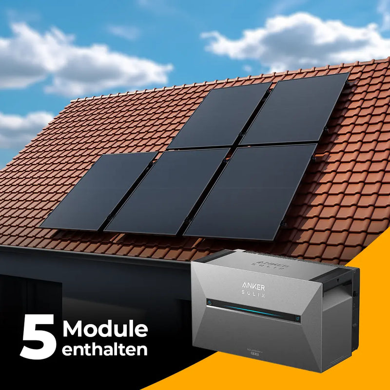 Solarkraftwerk 2500W mit Speicher Anker SOLIX 3 Pro - Komplettset Schrägdach