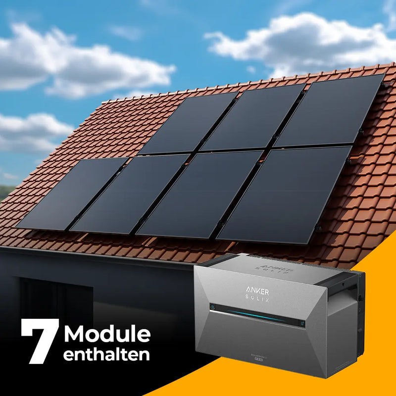 Solarkraftwerk 3500W mit Speicher Anker SOLIX 3 Pro - Komplettset Schrägdach