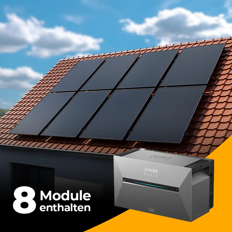Solarkraftwerk 4000W mit Speicher Anker SOLIX 3 Pro - Komplettset Schrägdach
