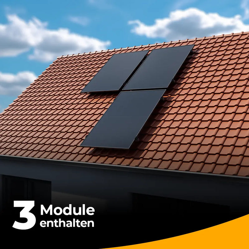 Balkonkraftwerk 1500W – Komplettset Schrägdach