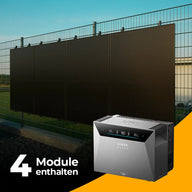 Produktbild - Balkonkraftwerk mit Anker SOLIX Solarbank 4 Pro 2000W Glas-Glas bifazial - Komplettset Stabgitterzaun