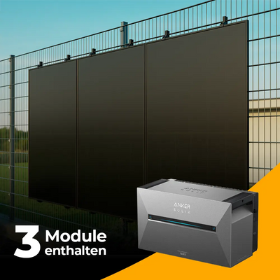 Balkonkraftwerk 1500W mit Speicher Anker SOLIX 3 Pro – Komplettset Stabgitterzaun