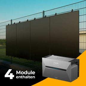 Balkonkraftwerk mit Anker SOLIX Solarbank 3 Pro 2000W Glas-Glas bifazial - Komplettset Stabgitterzaun
