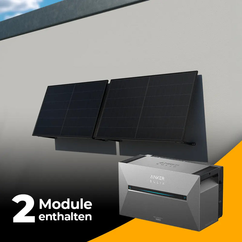 Balkonkraftwerk 1000W/800W mit Speicher Anker SOLIX 3 Pro - Komplettset Wandmontage