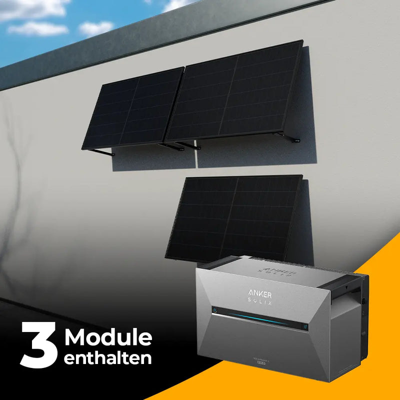 Balkonkraftwerk 1500W mit Speicher Anker SOLIX 3 Pro – Komplettset Wandmontage