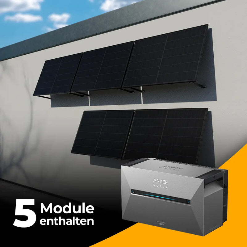 Solarkraftwerk 2500W mit Speicher Anker SOLIX 3 Pro - Komplettset Wandmontage