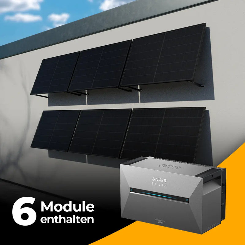 Solarkraftwerk 3000W mit Speicher Anker SOLIX 3 Pro - Komplettset Wandmontage