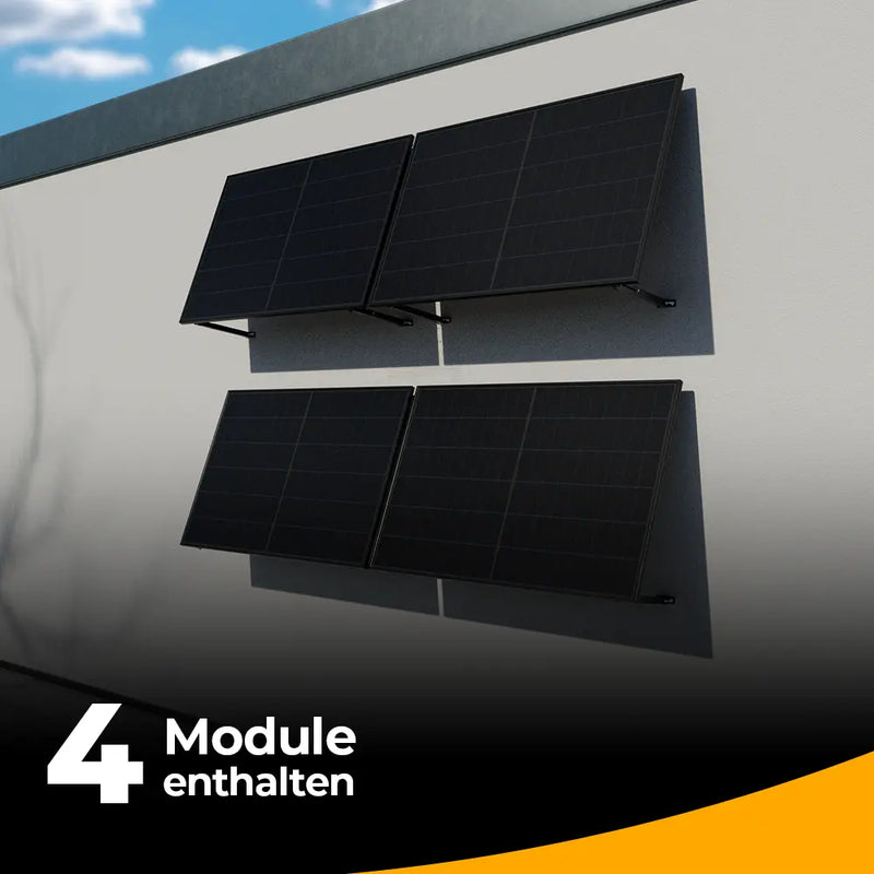 Balkonkraftwerk 2000W Glas-Glas bifazial - Komplettset Wandmontage