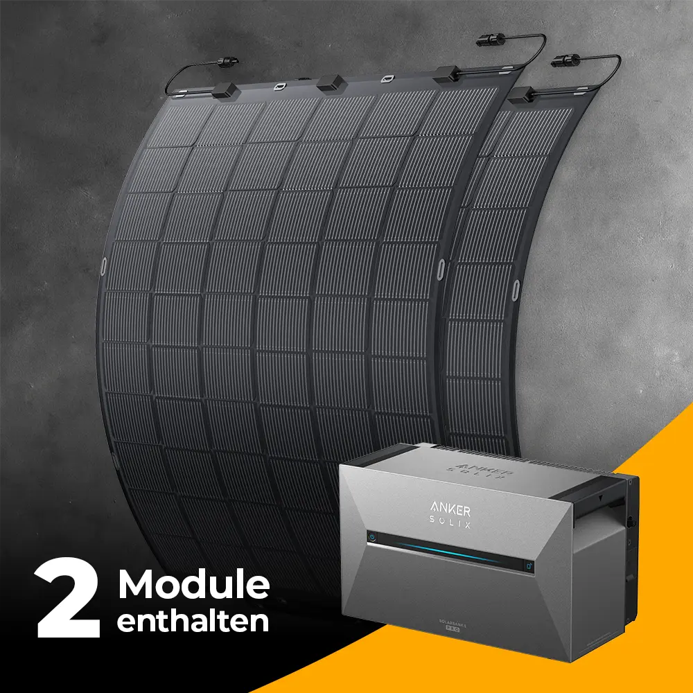Balkonkraftwerk 450W mit flexiblen Solarmodulen mit Speicher Anker SOLIX 3 Pro - Set