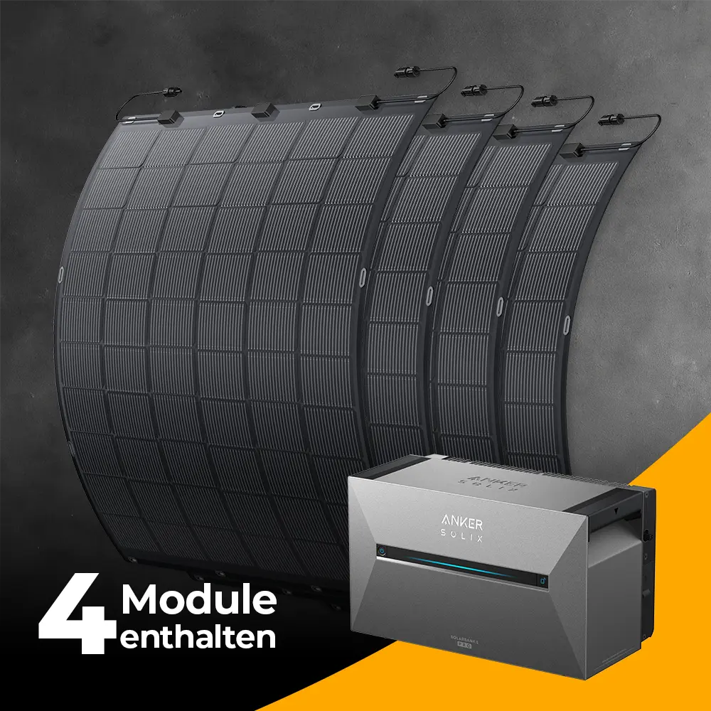 Balkonkraftwerk 900W mit flexiblen Solarmodulen mit Speicher Anker SOLIX 3 Pro - Set